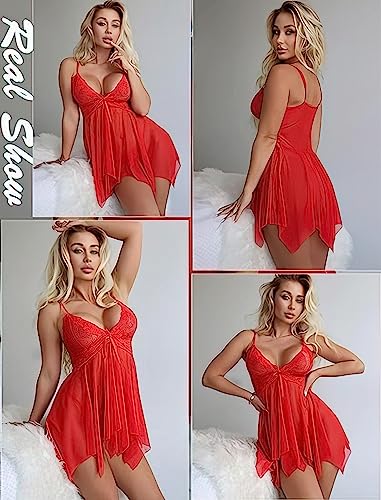 Image of Nightwear for Girls - Babydoll Lingerie for Women - Lace Sleepwear Dress - Honeymoon Nightwear