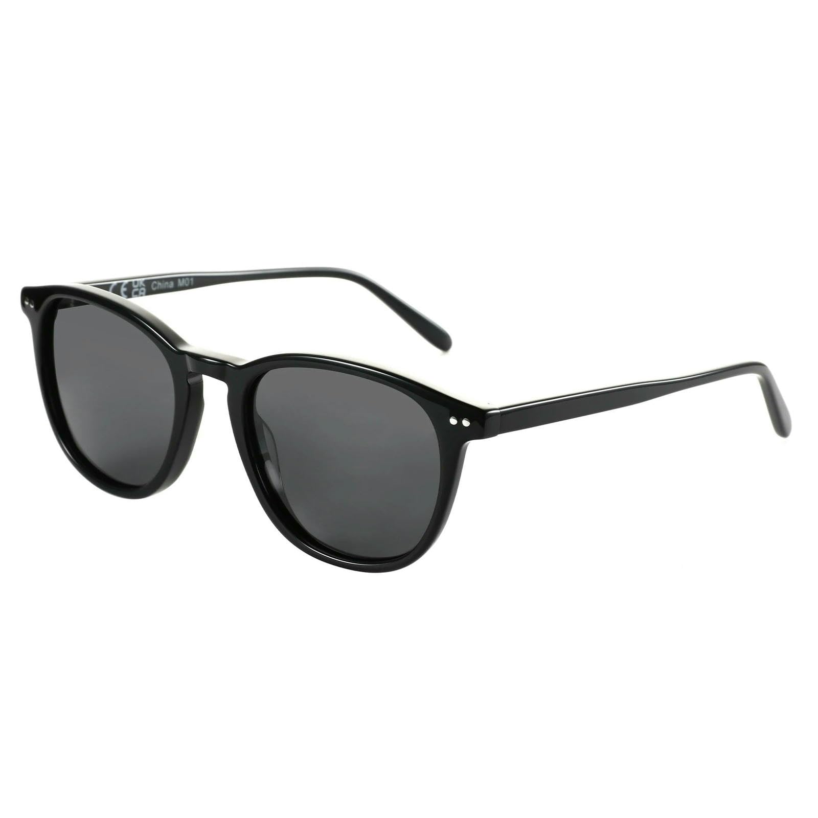 Gyios Sunglasses Two-tone Round For Men Women Transparent Clear Front Tortoise Pattern Temple Deep Green Lens Eyewear- Gray