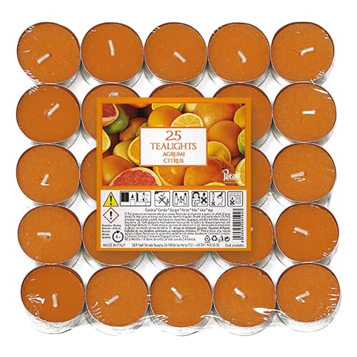 Prices Aladino Citrus Scented Tealight Candles | 25 Pack | 4-Hour Long Burn Time | Fresh & Energizing Fragrance | Clean & Smokeless Burn | Perfect for Home Decor Parties & Relaxation