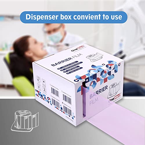 Onemed Dental Barrier Film Roll 4" X 6" Disposable Dental Barrier Tape 1200 Sheets/Roll 1 Roll (1200 Sheets Pink) #TOP3
