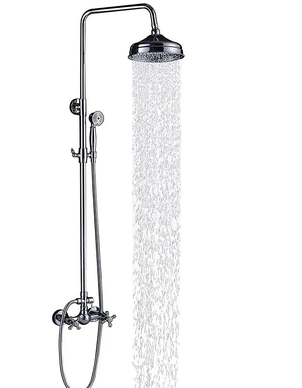 Ensemble de douche chrome avec mitigeur double poignée et pommeau 8 pouces