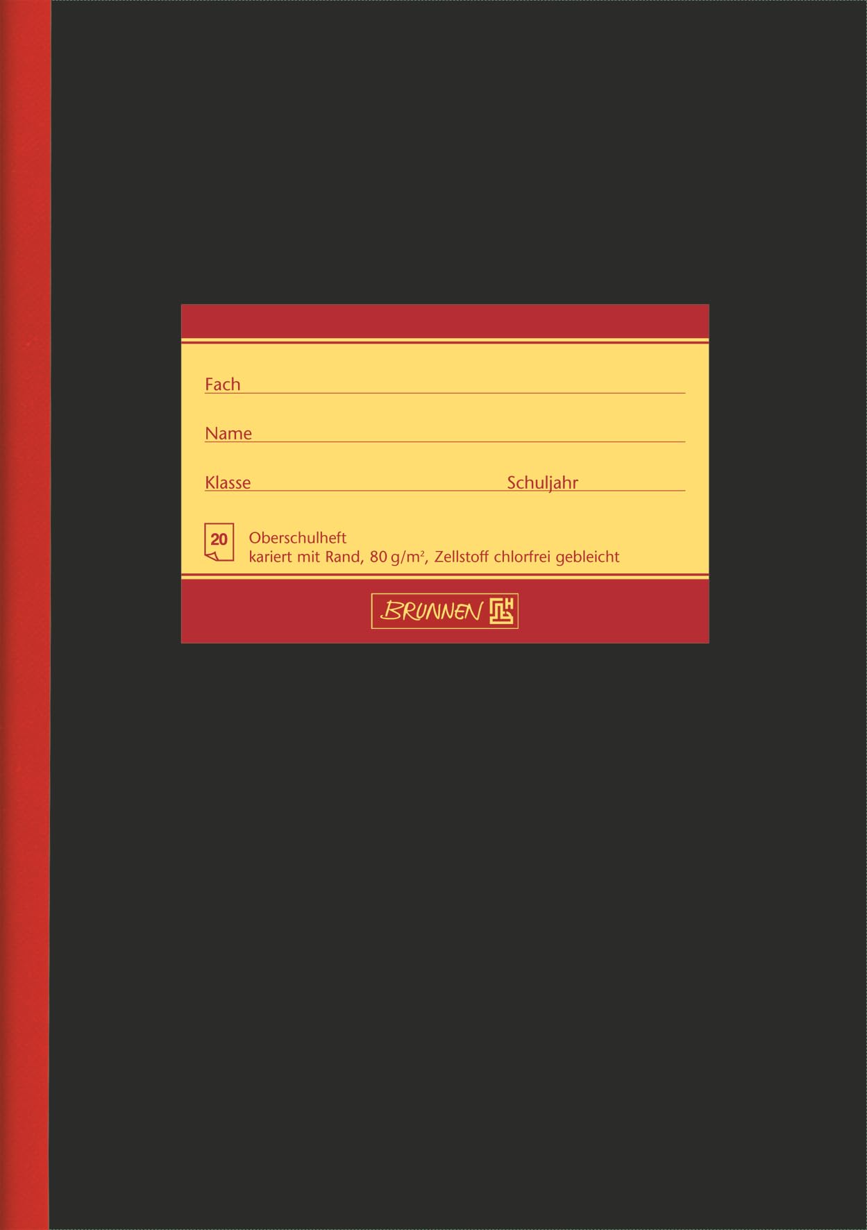 Brunnen 1045410 Exercise Book A5 (20 Sheets, 5 mm Squared with Margin)