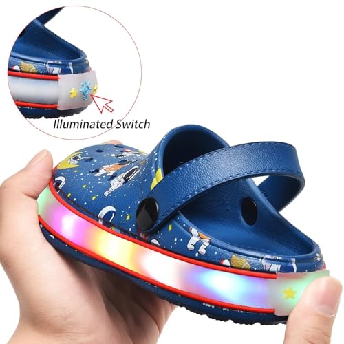 Image of XPKWS Toddler Kids Clogs Boys Girls LED Garden Shoes Light up Sandals Slip on Quick Dry Beach Slippers