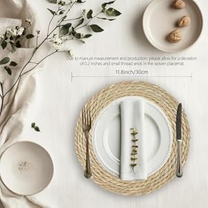 Round Woven Placemats Set of 6,12 Inch Water Hyacinth Rattan Boho Rustic Farmhouse Decor Wicker Straw Bamboo Placemats for Kitchen Table Indoor Outdoor Round Woven Placemats Set of 612 Inch Water Hyacinth Rattan Boho Rustic Farmhouse Decor Wicker Straw Bamboo Placemats for Kitchen Table Indoor Outdoor