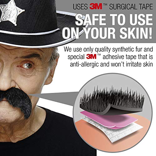 Mustaches Self Adhesive Fake Mustache Mix, Novelty, False Facial Hair Value Pack (6Pcs.) #TOP3