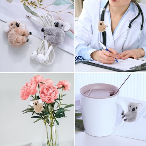 Image of 12pcs Koala Clip Sets - Grey and Khaki Pencil Toppers