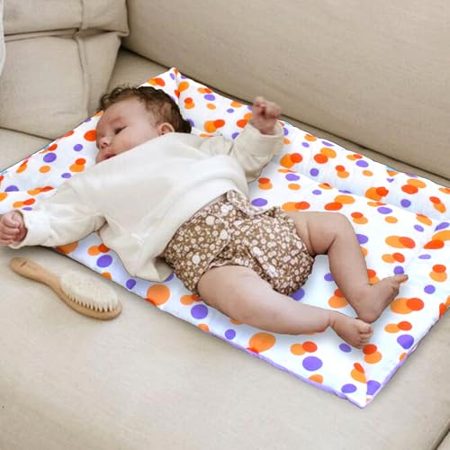 Image of VParents Cotton Crib Sheet for New Born Baby, Soft Cotton Godadi Set for Baby, Godari Bedding Set of 2, Pink & Orange, Preemiee