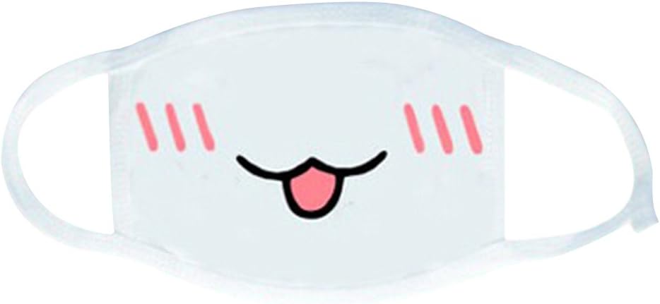 Bibabo25 Kawaii White Anime Emoticon Mouth-Muffle Kaomoji Anti-Dust Frog Face Mask