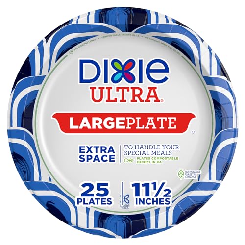 Dixie Ultra, Large Paper Plates, 11 Inch, 25 Count, 3X Stronger*, Heavy Duty,...