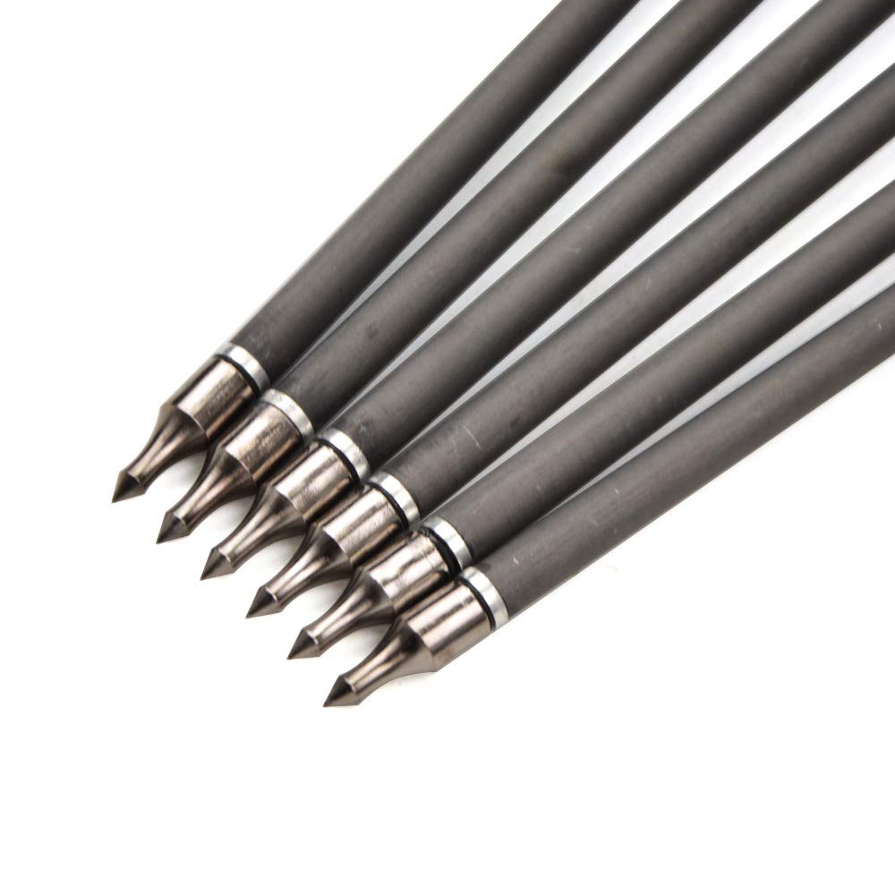 12pcs Flèches de Carbone 34 Pouces Flèches de Chasse 500 Spine avec Plumes de Dinde Naturelle et Carquois de Flèche pour Arc à Poulies et Arc Classique