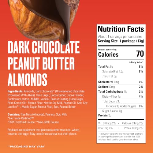 Image of SkinnyDipped Snack Attack Minis Almond Variety Pack, 0.46oz Bags | 25 Pack | Crunchy Whole Almonds Thinly Dipped in Chocolate | Gluten Free | Plant Protein Snack Packs