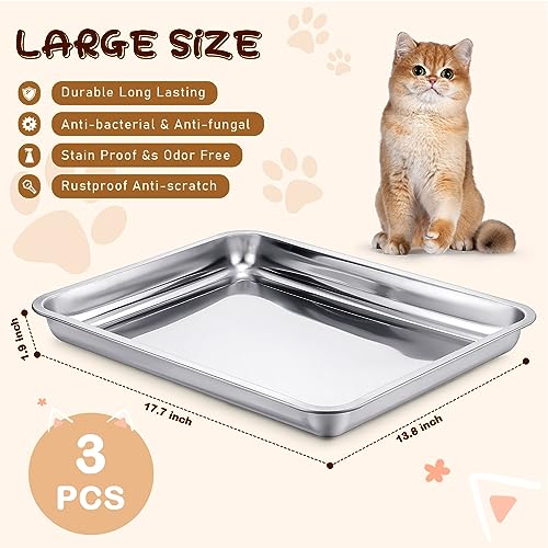 Arenero metálico para gatos 3 piezas pequeño miniatura 3