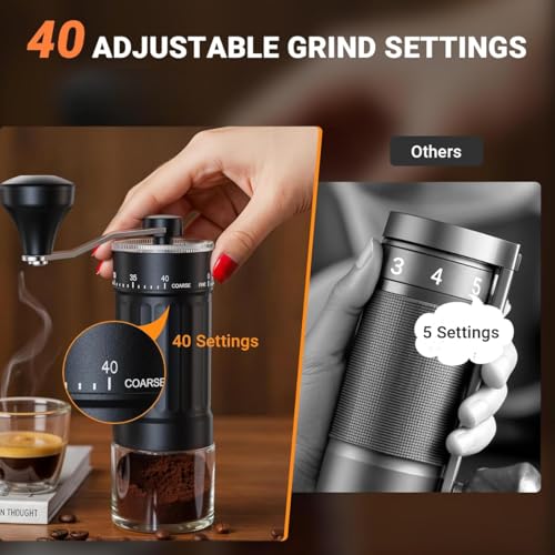 Image of STAR WORK Manual Coffee Grinder Portable Hand Crank Burr Mill with Adjustable Coarseness Precision Grinding for Espresso, French Press & Pour Over & Travel-Friendly Design. (Manual Coffee Grinder)