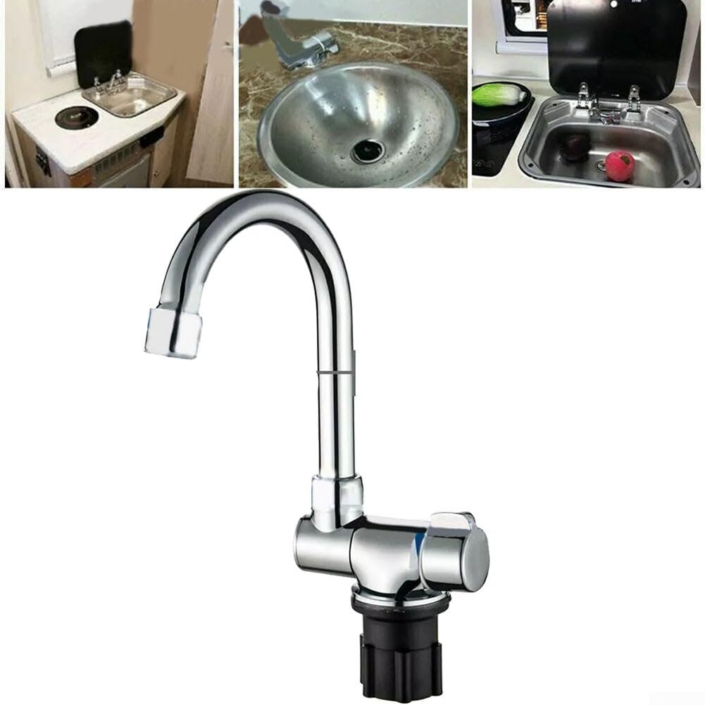Robinet d'eau pour caravane, camping-car, mélangeur d'eau chaude et froide pliable pour camping-cars, yachts, comptoirs de bar, rotation à 360°