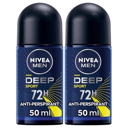 NIVEA MEN Deep Sport Deo Roll-on 50 ml, Deodorant für Herren, angereichert mit Aktivkohle für 72h Schutz, Deodorant Roll-On Antitranspirant für Sport (Packung mit 2)