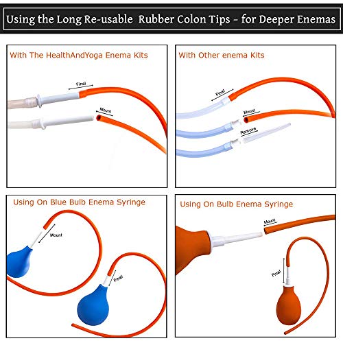 Foto de HealthAndYoga™ Tubo de colon de goma para enema - extremo abierto (20 pulgadas x 30 FR) - Suministros de kit de enema compatibles reemplazables - Limpieza intestinal cómoda, profunda y más alta - (imagen 5)