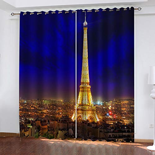 Rideau salon occultant 3D Tour Eiffel rideaux à oeillets 234X230Cm - 2