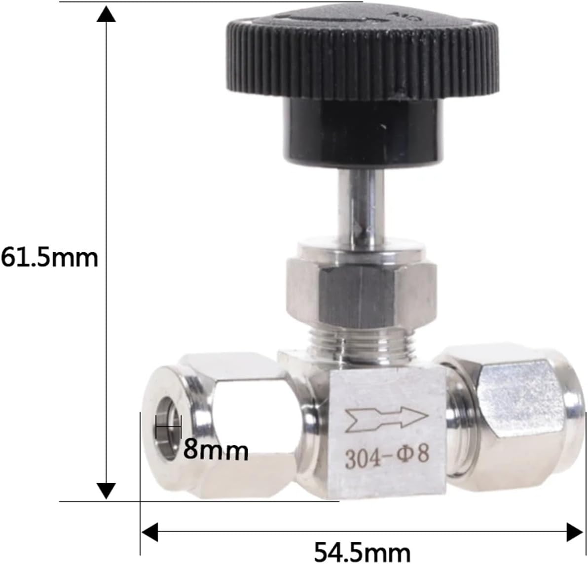 Needle Valve O.D 3 4 6 8 10 12mm Tube Stainless Steel 304 High Pressure Acid Proof Straight Card Set Crane 1Pcs(3/8")