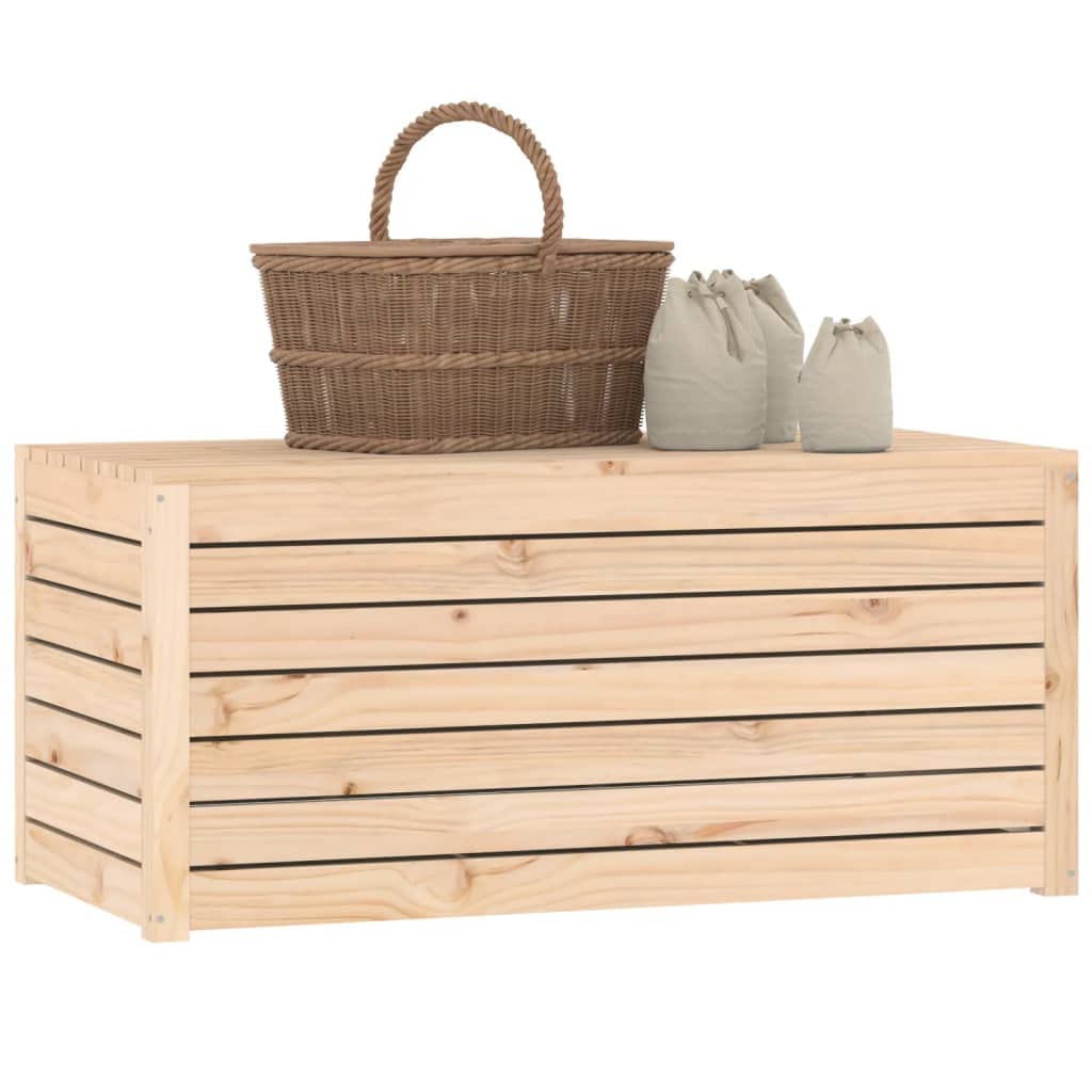 Gartenbox aus Kiefer-Massivholz 101x50,5x46,5 cm mit Deckel für robuste Aufbewahrung von Werkzeugen und Utensilien, wetterfeste Outdoor-Box mit reichlich Stauraum