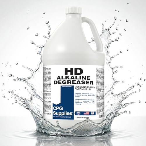 CPG SUPPLIES Heavy Duty Alkaline Cleaner & Degreaser - Multi Purpose Cleaner Concentrate to Cut Grease, Oil, Fat, Grime - Fume-Free & Non-Abrasive for Kitchens, Automotive, Industrial Use - 1 Gallon