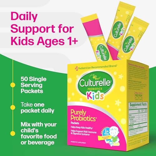 Culturelle Kids Daily Probiotic Packets for Kids, (Ages 3+) - 50 Count – From the #1 Pediatrician-Recommended Brand – Flavorless Daily Probiotics for Digestive Health & Immune Support