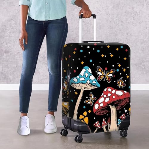 Mushroom Butterfly Travel Luggage Cover Suitcase Protector Washable Elastic Suitcase Baggage Cover Anti-scratch with Zipper Closure for Wheeled Suitcase Fits 18-32 Inch Luggage4