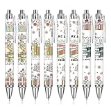 8 Stück Buchliebhaber Kugelschreiber Set, 0,55 mm Kugelschreiber Hochwertig aus Edelstahl, Druckkugelschreiber Lan ...