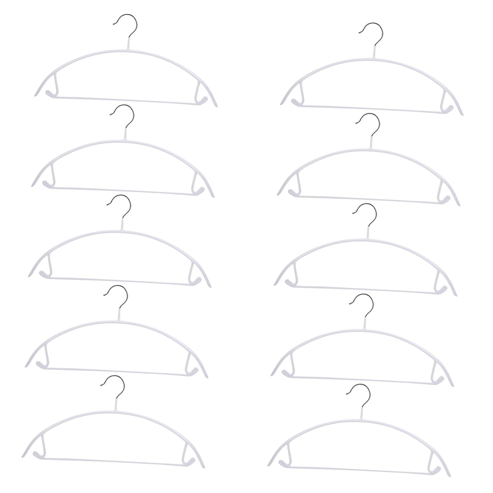 Grucce in Pvc Ferro Semicircolari 10 Pezzi, Antiscivolo, 8kg per Armadio | Bianco, Ganci su Entrambe le Estremità, per Gonne e Gilet, Uso Invernale, Confezione da 10 Pezzi