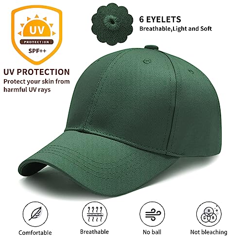 Breampot Baseball Cap Herren Damen Unisex Kappe Verstellbar Baseboard Baseballkappe Mütze Outdoor Baseballkappe (Dunkelgrün)