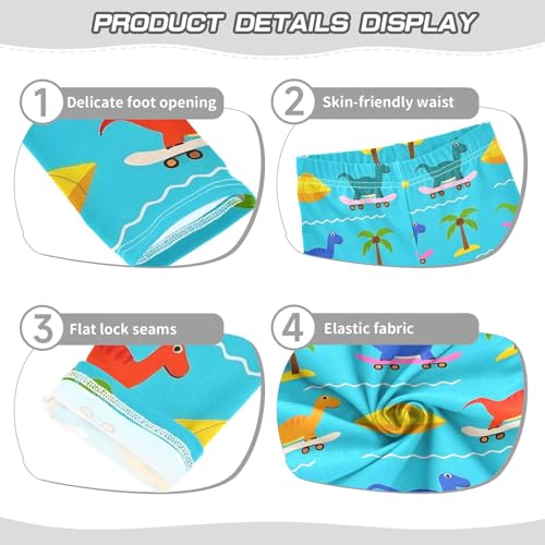 ALAZA Girls' Leggings Children's Yoga Pants Skinny Printed Dance Dinosaur Skateboard Comfortable 4T2