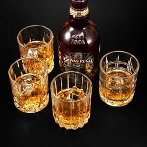 KANARS Old Fashioned Whiskey Glasses - Multi Designs Bourbon Glass 10 oz with Luxury Box - Ultra Clear Crystal Rocks Barware for Scotch, Irish Whisky, Rum and Cocktail - Set of 4 KANARS Old Fashioned Whiskey Glasses Multi Designs Bourbon Glass 10 oz with Luxury Box Ultra Clear Crystal Rocks Barware for Scotch Irish Whisky Rum and Cocktail Set of 4