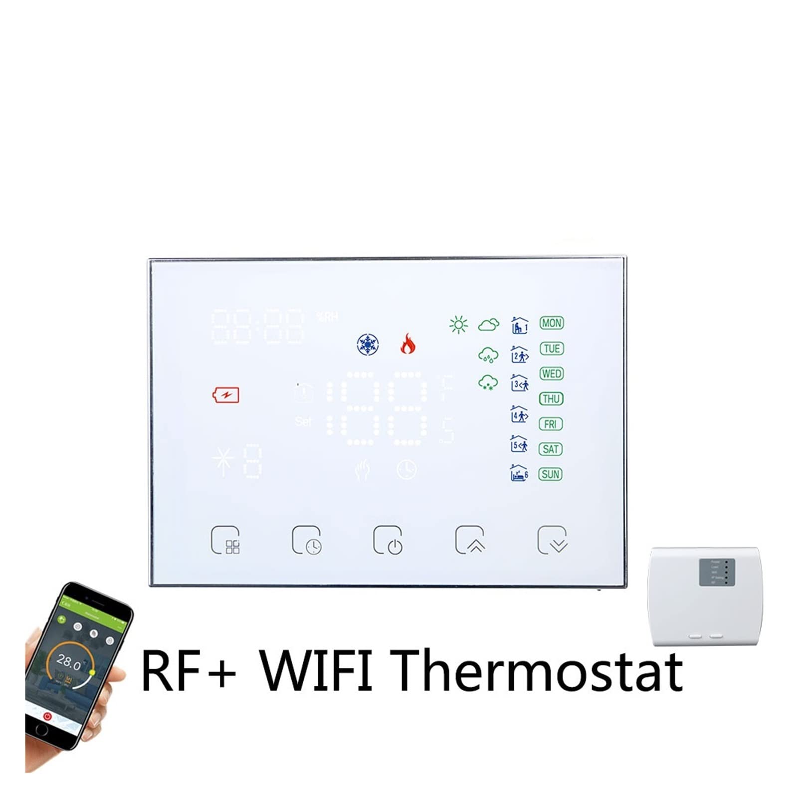 Termometro da interno igrometro digitale 2 In 1 wifi Termostato intelligente for calore a pavimento radiante, contatto a secco, controllore di temperatura multifunzione dell'interruttore relè 16A Con