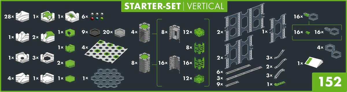 Ravensburger GraviTrax Pro Starter Set Vertical – Circuit à Billes 3D avec piliers et balcons – 153 pièces – Jeu de Construction pour Enfant dès 8 Ans – Version française