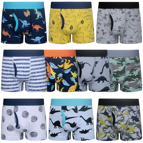 Reviews de Trunks Niño que Puedes Comprar On-line. 41 BIG ELEPHANT Calzoncillos Bóxer para Niño 10 Piezas, 100% Algodón, Suaves, Transpirables, Dinosaurios y Coches, 3T–10Y
