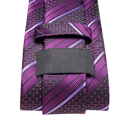 Image of Dubulle Silk Ties Set for Men Formal Paisley Striped Necktie Pocket Square Cufflinks 3PCS Sets Wedding Business Party