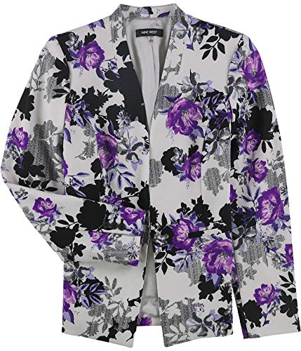 Nine West Womens Crepe Collarless Blazer Jacket, Grey, 2 #TOP30