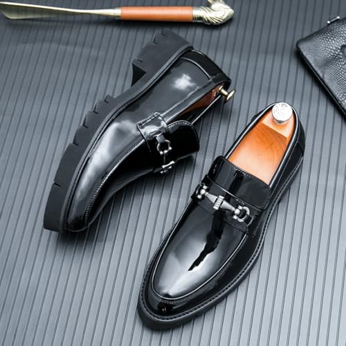 Minishion Mens Casual Walking Slip ons with Buckle Horsebit Comfort Dress Loafers Shoes3