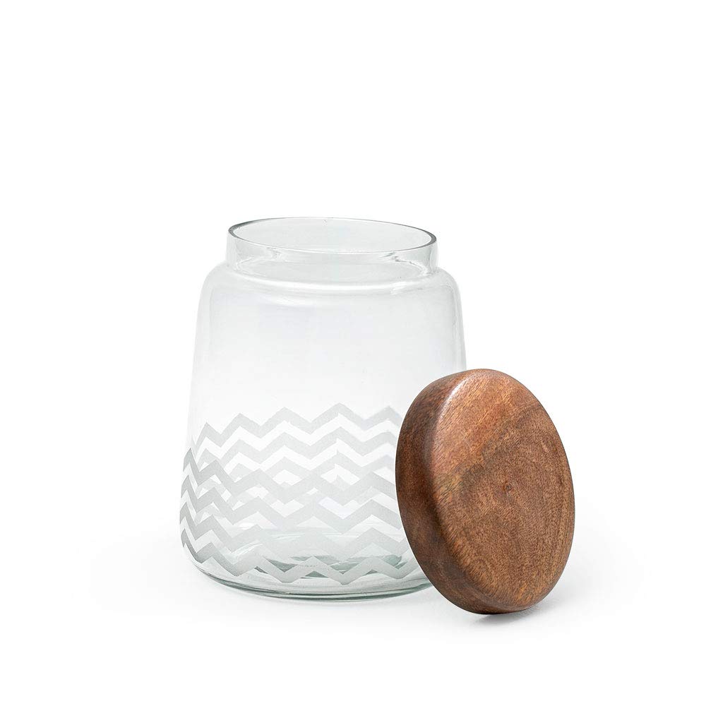 Ellementry Glass Jar with Wooden Lid - Clear -3