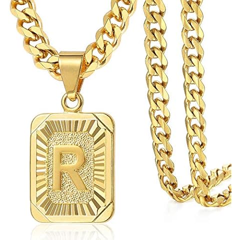Trendsmax Gold Plated Initial Letter Pendants for Men Women Alphabet Couple Jewelry Stainless Steel Curb Cuban Necklace Chain Cover