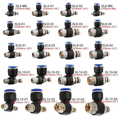 Válvulas reguladoras de velocidad SL12-01 de 1/8 pulgadas para tubos neumáticos de 12 mm 3