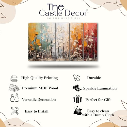 Image of The Castle Decor abstract art painting with frame Big Size 36x60 Wall art for living room,Bedroom,Drawing room,Hotels-Wooden Framed-726