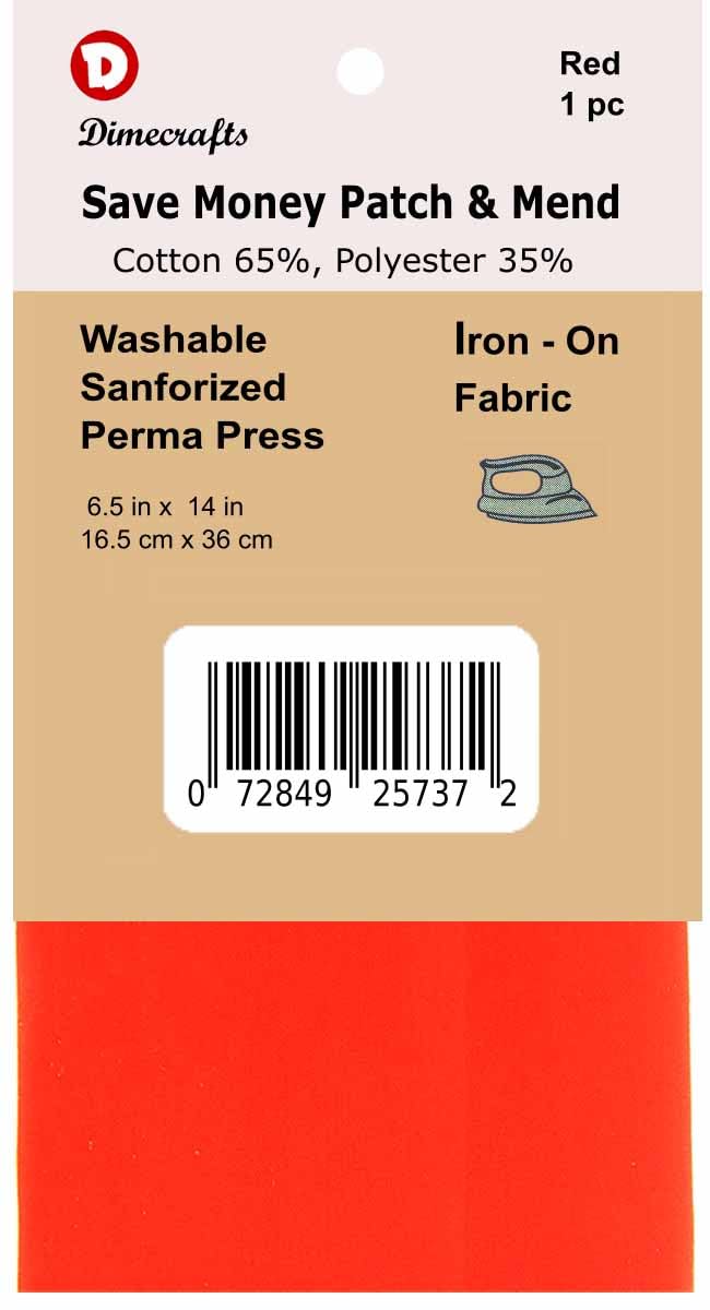 RPDIYME 1 Patch Iron-On Red Mending Fabric 6.5 x 14 Inch Compare to Bondex