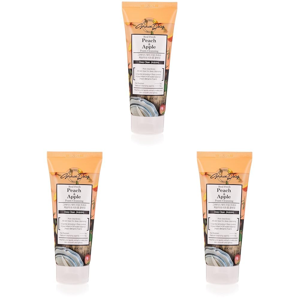 Grace Day Şeftali Ve Elma Özlü Derinlemesine Temizleyici Köpük Real Fresh Peach Apple Foam Cleanser (3 paketi)