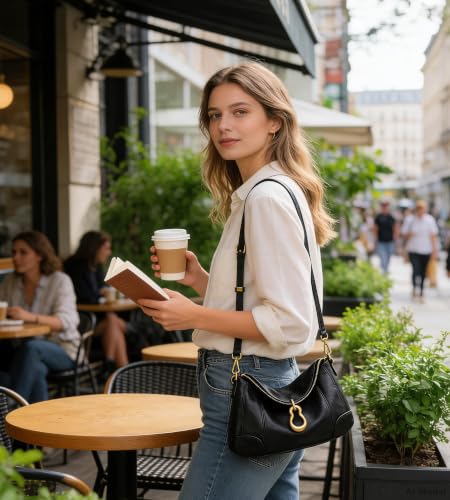 Image of Small Hobo Shoulder Bag for Women, Retro Metal Pendant Satchel Purse