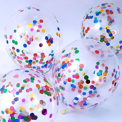 Image of Rainbow Confetti Balloons, 25 Pcs Thickened 12 Inch Clear Latex Balloon with Colorful Confetti Inside for Graduation Engagement Bridal Shower Party Baby Shower Birthday Party Decorations Supplies