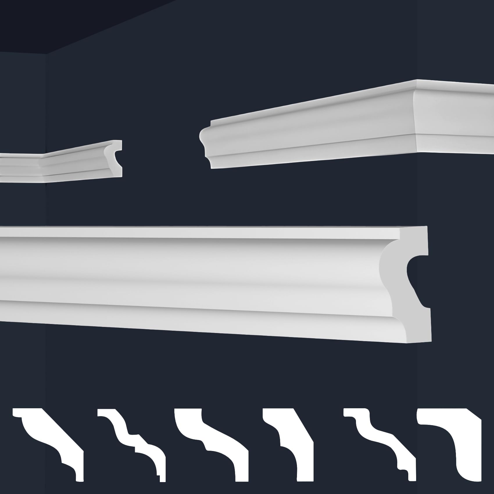 Marbet Design Stuckleiste – Wandleiste Zierleiste – E-19, 2 Meter, XPS weiß
