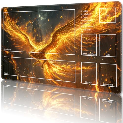 Tapis de jeu MTG avec zones pour cartes Magic, tapis de jeu pour cartes TCG et CCG avec sacs de rangement gratuits, taille 61 x 35,6 cm (avec zones, oiseau)