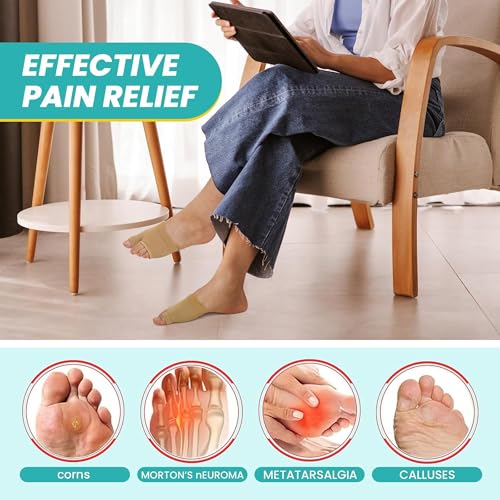 Image of Belanto Metatarsal Pad for Women and Men, 1 Pair Forefoot Pad for Pain Relief, Hallux Valgus Bunion Foot Sleeve, Ball of Foot Cushion with Gel Pad, Morton's Neuroma, Metatarsalgia Support, Beige