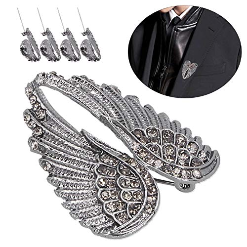 Image of 4Pcs Angel Wing Pin Brooch Unisex Crystal Angel Wing Corsage Pin Brooch Cardigan Breastpin Clip Lapel Pin Coat Badges for Tuxedo Cardigan Sweater Dress Jewelry(black)