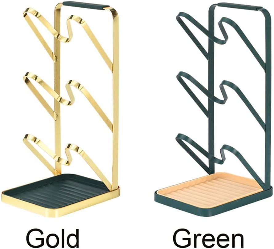 Detachable Pot Lid Stand Spoon Storage with Handle Kitchen Cabinet 3 Layer Spatula Rack for Utensils (Color : Green, Size : One Size) (Green One Size)